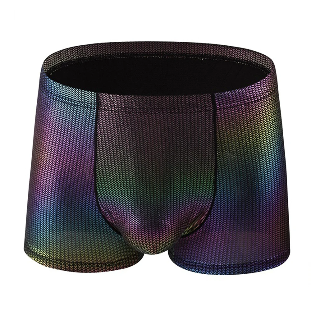 Men Middle Waist Briefs Sexy Oily Shiny Panties U Convex Pouch Underpants Breathable Comfortable Underwear Large Size Knickers