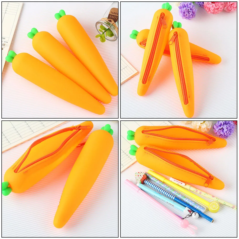 1 قطعة حقيبة أقلام رصاص على شكل جزرة لمسة مريحة شكل اللون الحقيقي مثالية للقرطاسية المدرسية حقيبة أقلام رصاص الجزر
