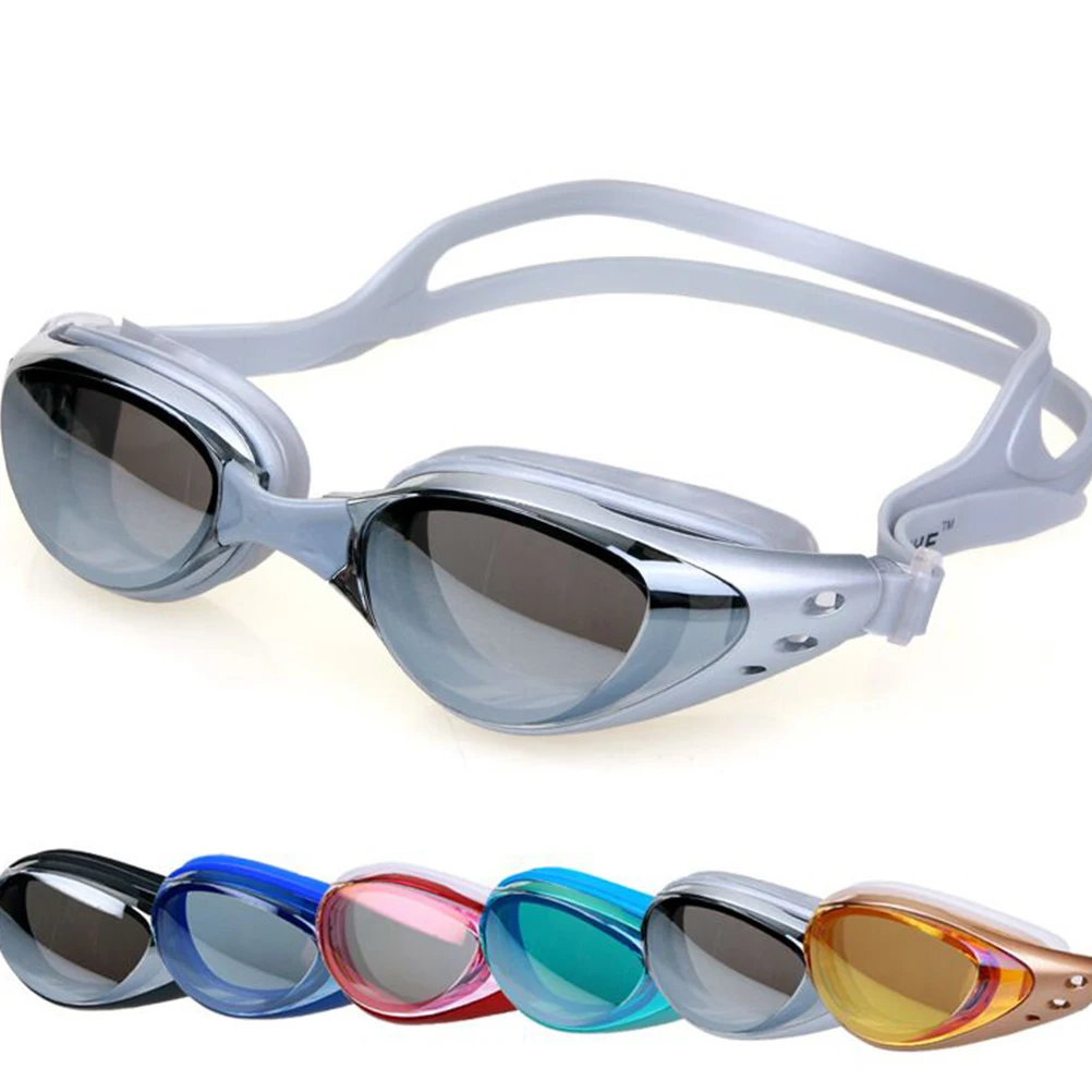 

Swimming Goggles Anti-Fog UV Adjustable Plating Men Women Waterproof Silicone Glasses Adult Eyewear (Red)