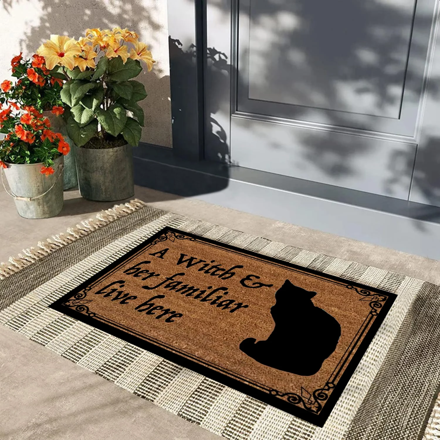 Wiccan Blessed Be Gothic Door Mats Rubber,Home Decor Pagan Moon Eclipse Witchcraft Samhain Halloween Outdoor Decor Doormat