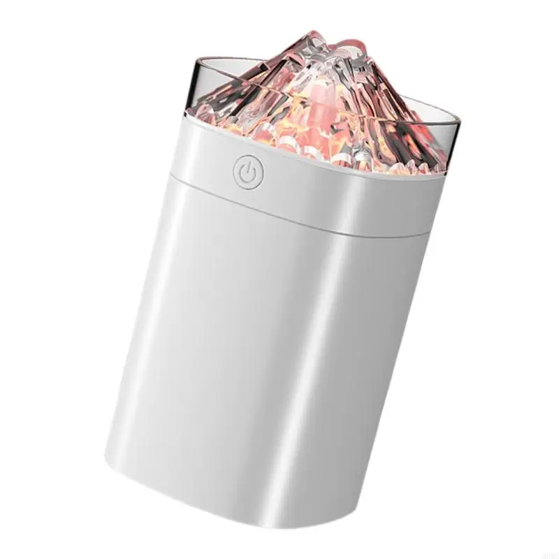 A0NC เครื่องฟอกอากาศแบบพกพาแบบพกพา 400 มล. รูปทรงภูเขาไฟเย็นขนาดเล็กรูปทรง Humidifier LED LED Night Light USB Desktop Humidifier