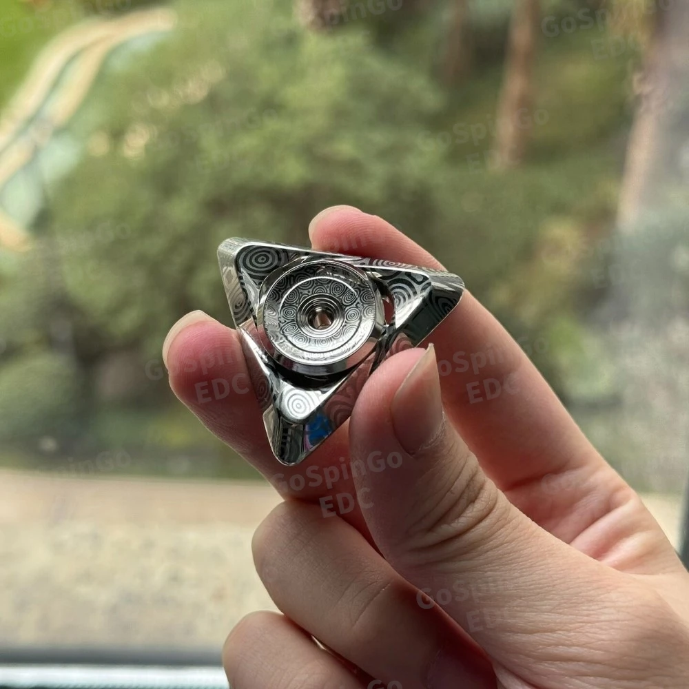 ROCK EDC  Ling Guang Damasteel Fidget Spinner Fidget Toys For Adults Three-Bladed Fidget Spinner Anxiety Relief Gadgets
