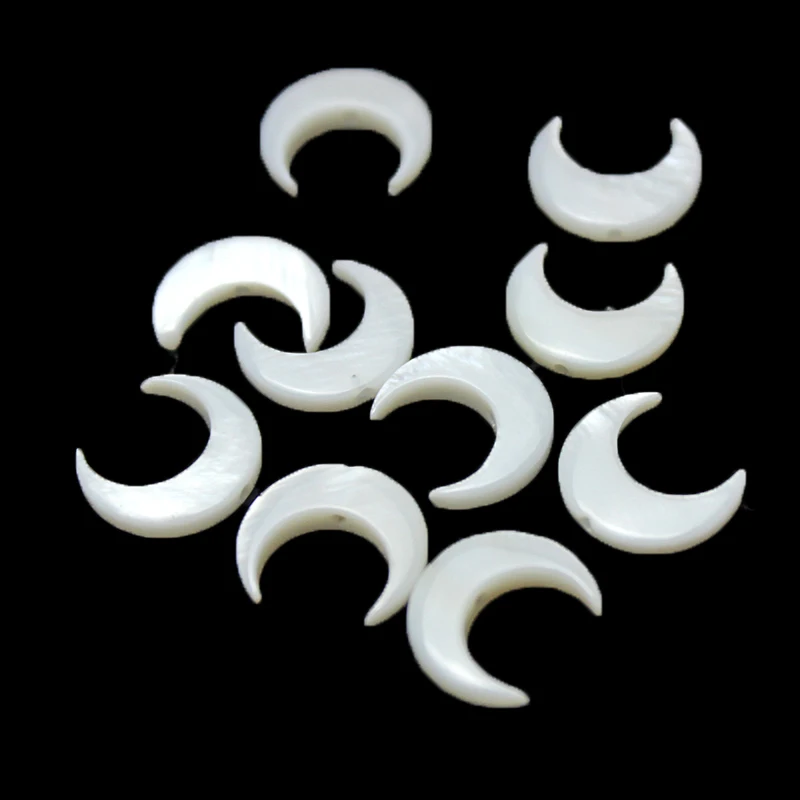 1 pieces/pack Natural Pearl Charm Shell Beads Moon White Shell Pendant Middle Aperture DIY Jewelry Making Necklace Accessories