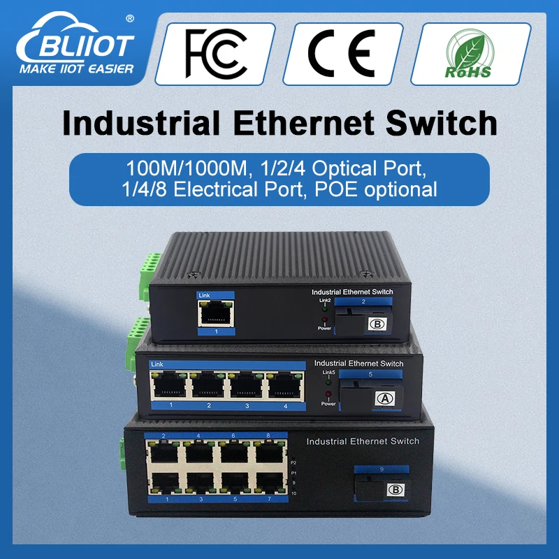 BLiiot 1000M Industrial Switches 1/4/8/16port SPF Network Switch  poe switch network switch ethernet switch ethernet