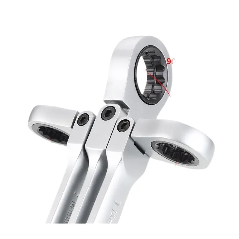 BIESUO 15PC Wrench Set Multi-specification Chrome Vanadium Steel Sleeve Quick Moving Head Dual-purpose Auto Repair Tool