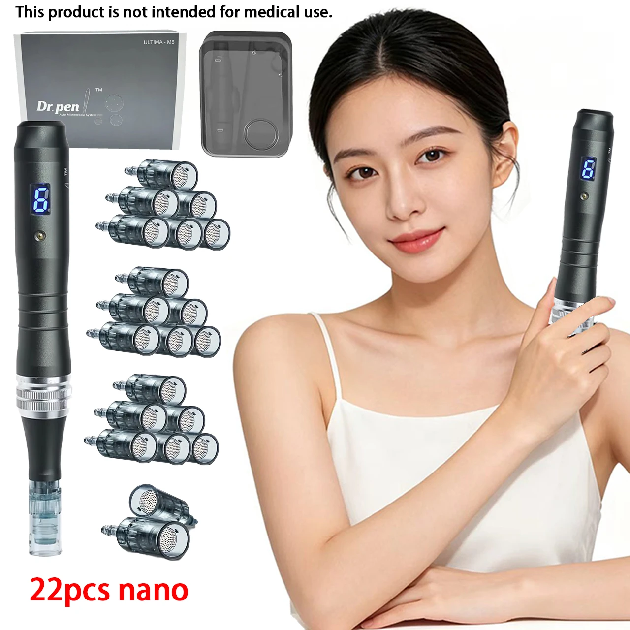 Nuevo Dermapen M8 inalámbrico, Dermapen M8Pro con 22 cartuchos de agujas de 0.25mm de longitud.