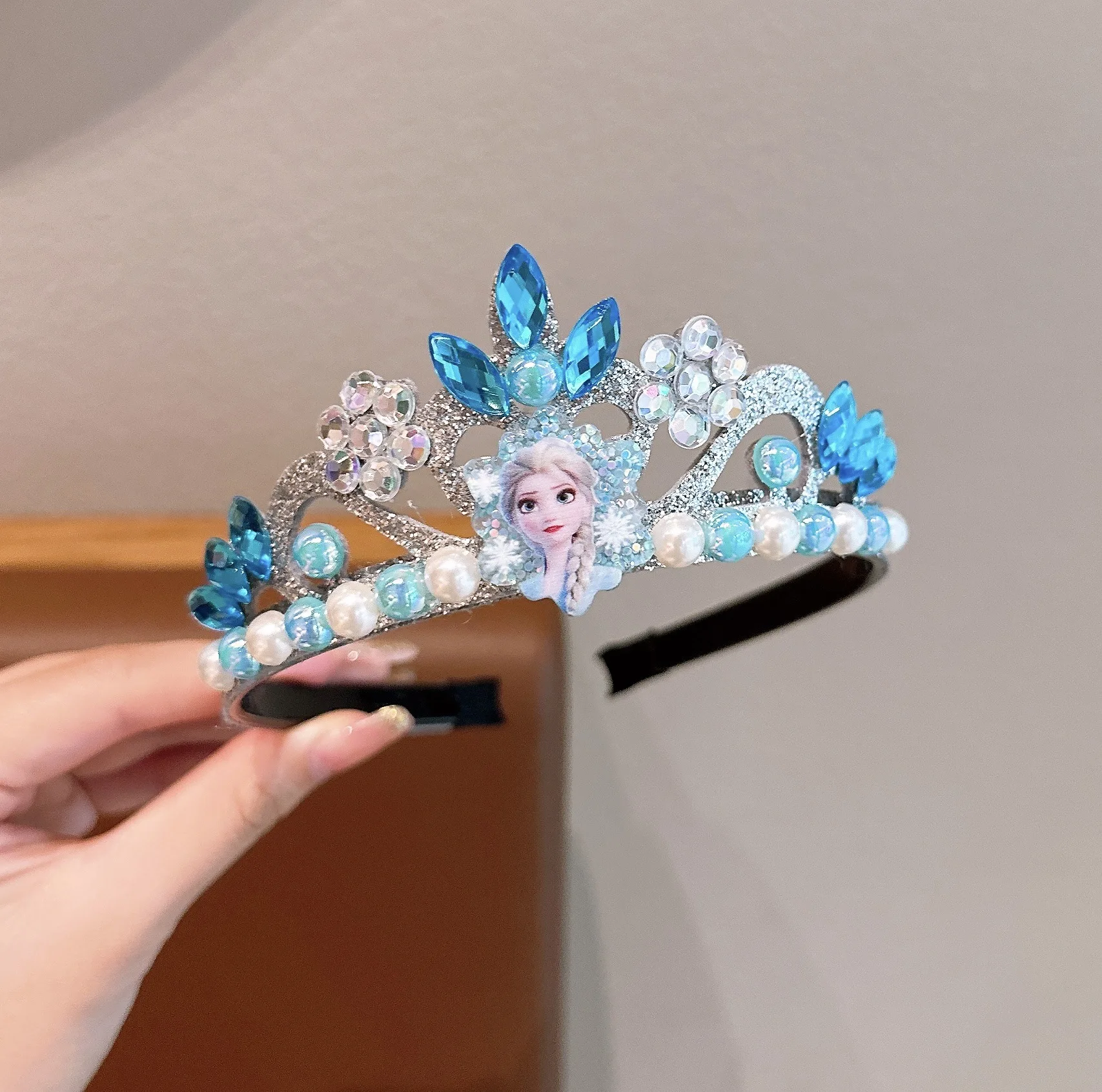 

Kawaii Anime Frozen Headband Crown Dress Accessories Girls Baby Princess Elsa Headdress Jewelry Party Decoration Gift