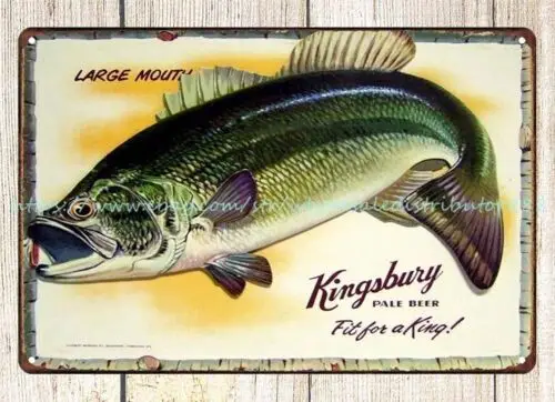 rainbow wall home tavern  Kingsbury Beer fishing metal tin sign