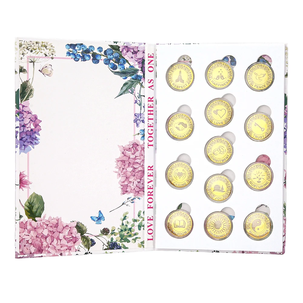 

Персонализированные 13 шт. свадебные монеты Unity со словами Arras de matrimonio, свадебные монеты для идеи церемонии Unity