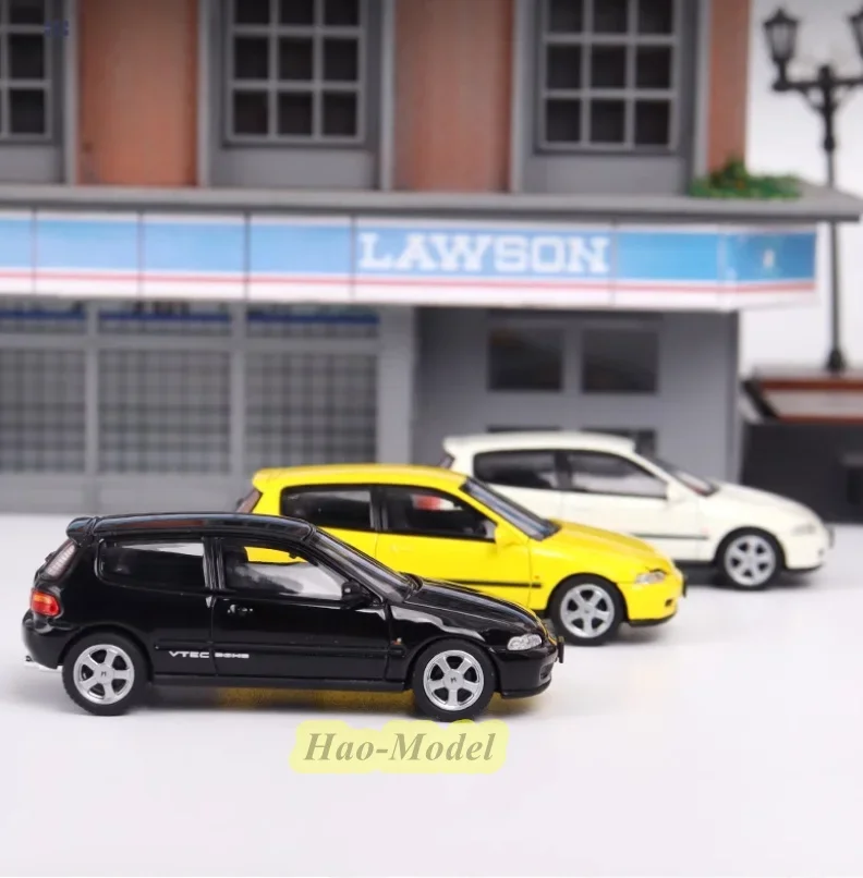 

ЖК-дисплей 1/64 для Honda Civic Mk5 EG6 SiR, литые под давлением сплава, игрушки для мальчиков, подарки на день рождения, коллекция для хобби, моделирование, черный/белый