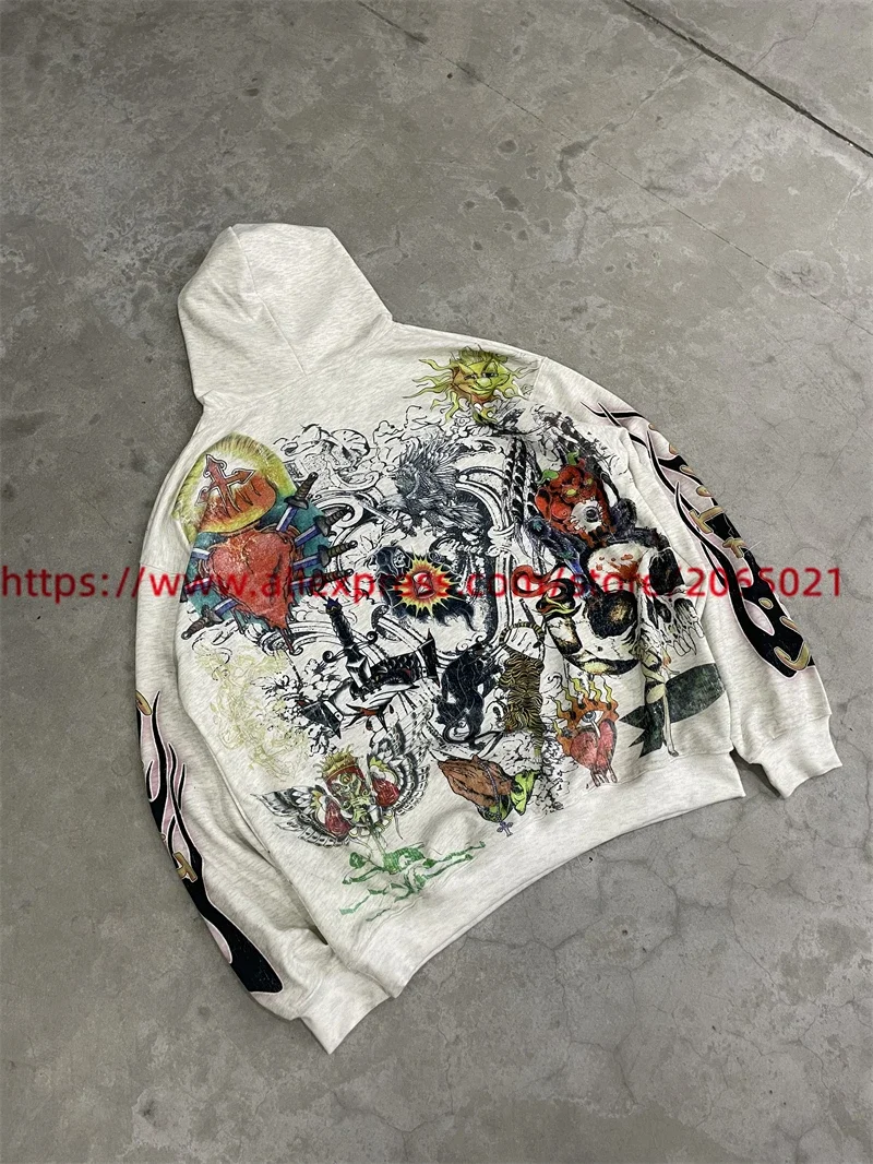 Tie-dyed Saint Tears Hoodie Hooded Streetwear Oversized Vintage Washed Pullovers For Men Women