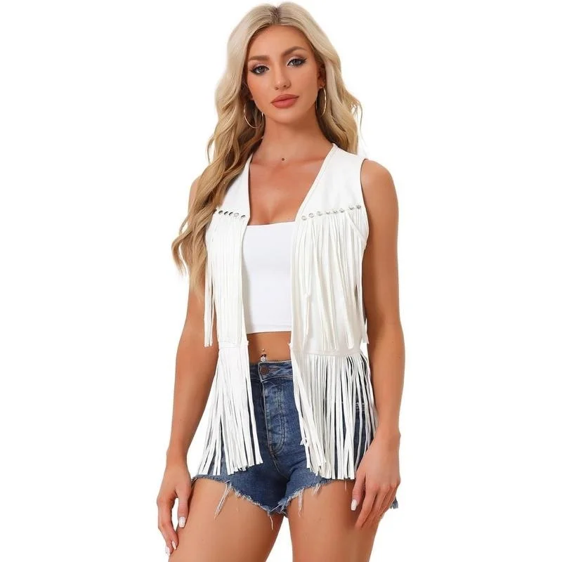 

Fringe Suede Vest Jacket Women's Fashion Spring 2026 Inner Wear Regular Length Other Material 100% Cross-Border