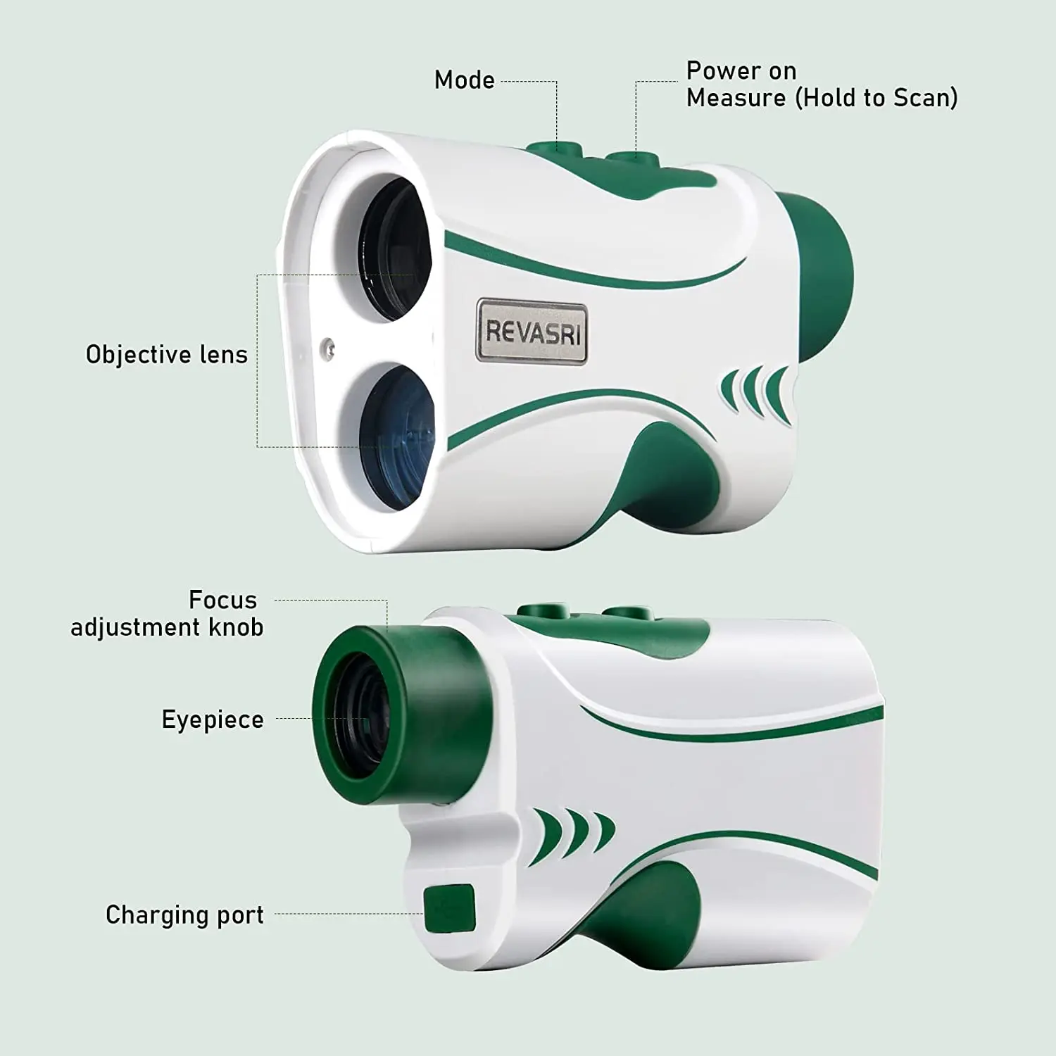 REVASRI Golf Laser Rangefinder 600Yard M Telescope with Magnet Charging Angle Switch Flagpole Lock Slope Compensation