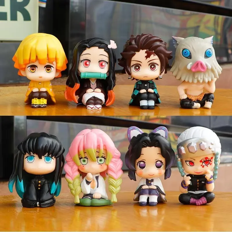 "Demon Slayer: Kimetsu no Yaiba" versión Q sentado lindo "Tanjiro Miyazuko" coche anime figura modelo regalo