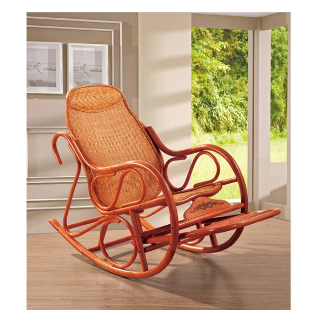 2018 Hot Sale New Design Cane Garden Rocking Chair Camping Chair Lightweight Wholesale Rattan Rocking Chair