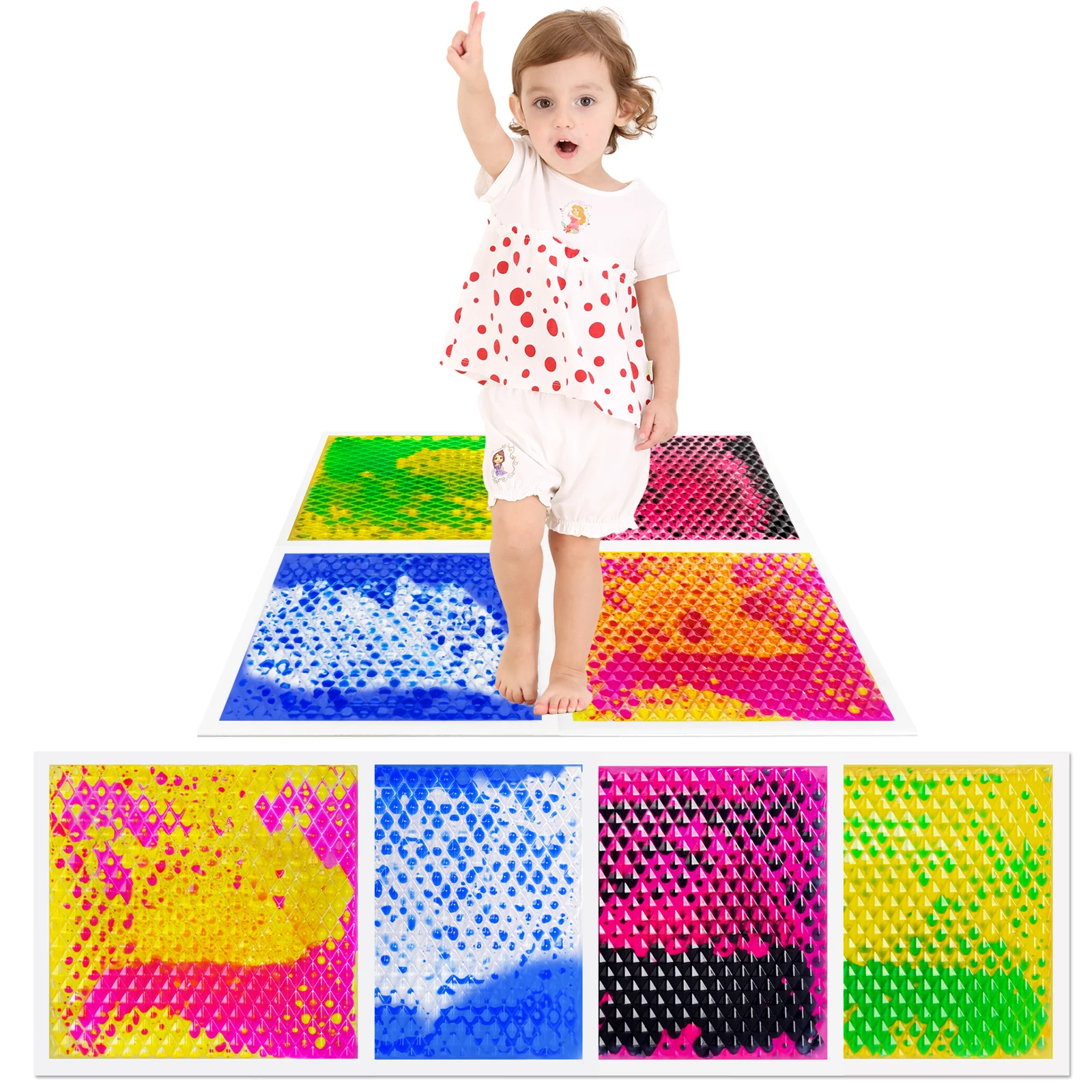 4-delige sensorische kleurenmatenset voor kinderen Kleurrijke vloervierkanten voor zintuiglijke ervaring Leuke kamerdecoratie