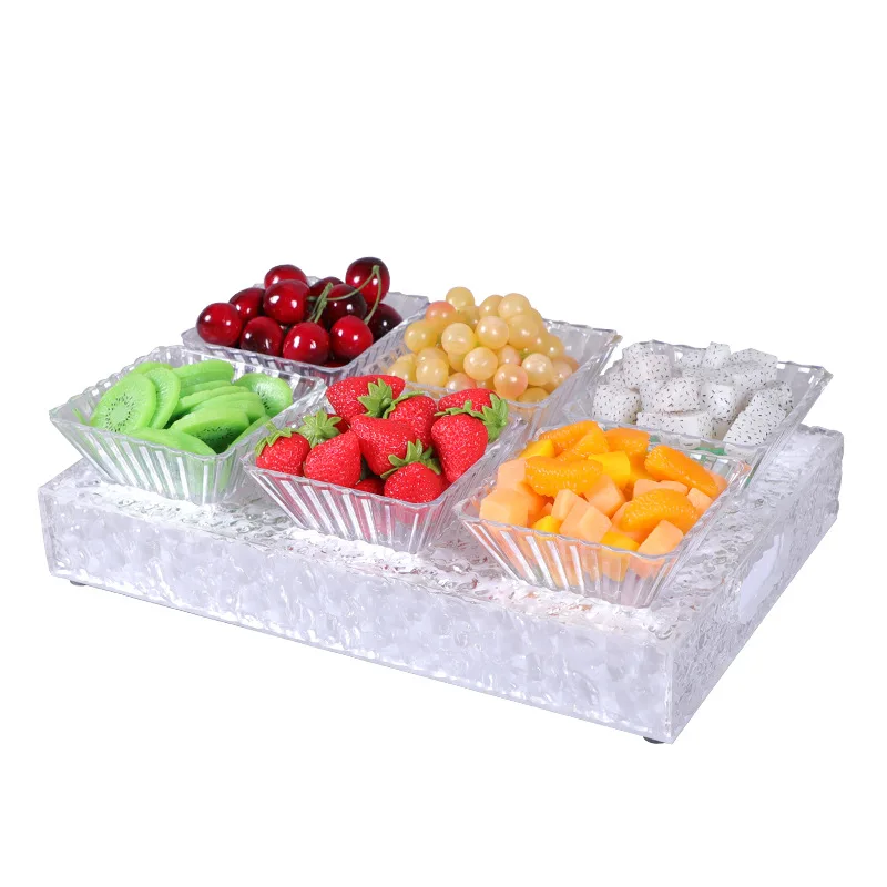 

Acrylic LED luminous snack plate platter bar special fruit creative four or