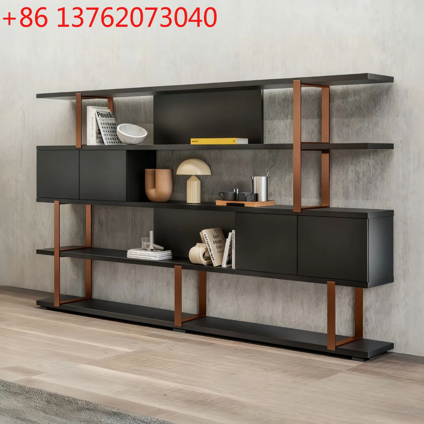 Libreria italiana minimalista con vernice Libreria portaoggetti in legno massello da studio moderno e minimalista nordico