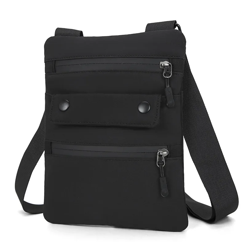 Vertical square men's shoulder bag, trendy brand, mobile phone storage, multi-pocket, lightweight travel single-shoulder bag