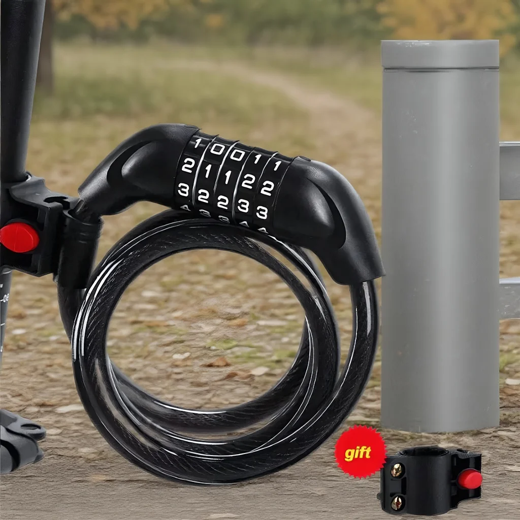 

Велосипедный 5-значный кодовый тросовый замок — 1200 мм, 12 мм, противоугонный пароль, стальной трос, защитный замок *