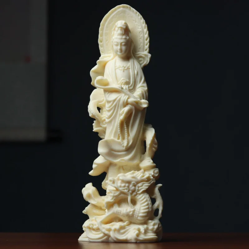 Ivory Nut Carving Ruyi Royal Dragon Guanyin Ornaments Home Decoration Free Guanyin Bodhisattva/Buddha Statue Crafts