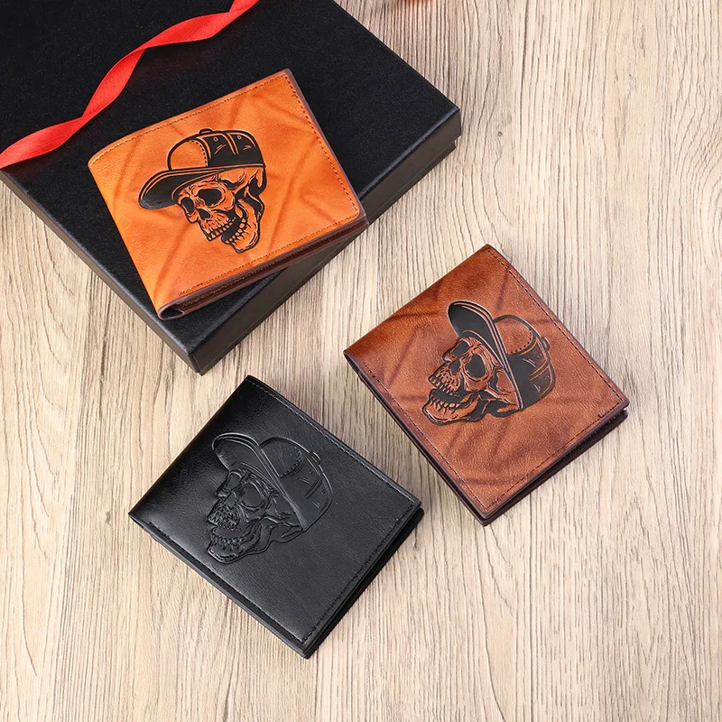 الرجال عارضة المحفظة هالوين الرجعية الجمجمة الرجال قصيرة المال كليب المحمولة أزياء الرجال المحمولة محفظة نسائية للعملات المعدنية حاملي البطاقات الذكور C267 #6