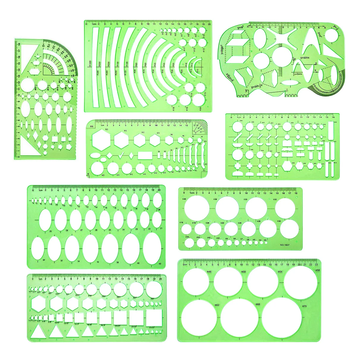 Juego de reglas de dibujo de arquitectura, patrones de escala transparente para proyectos escolares, técnica de red, diseño artístico, oficina, 1 Juego