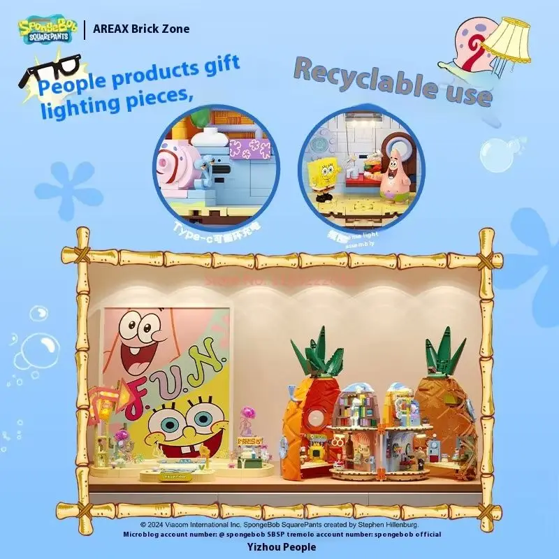 

Spongebob Squarepants Area-X Pineapple House Building Blocks Blind Box Bikini Bottom Model blind box Toy Fans Kids Birthday Gift