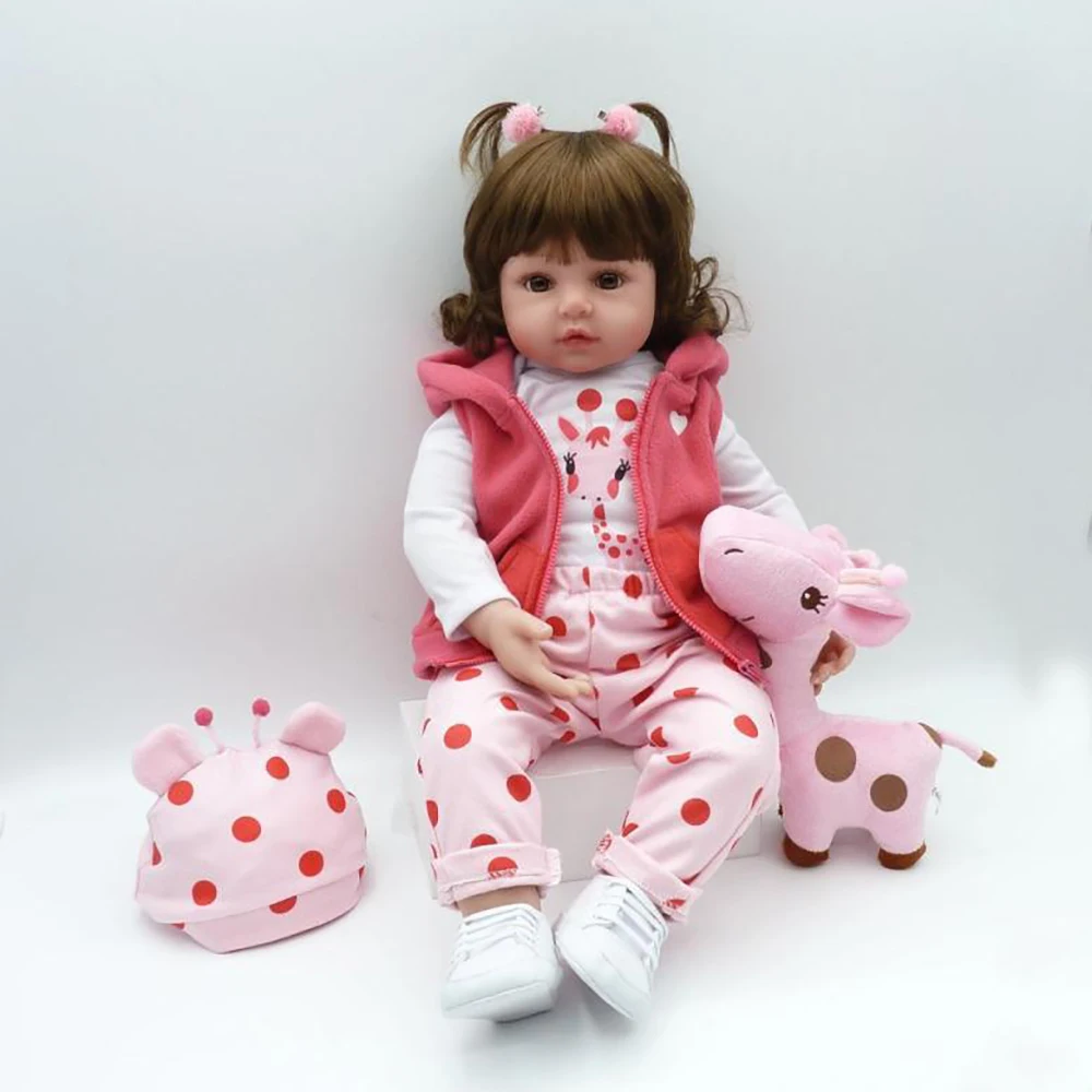 (48cm Reborn Doll) Cute Full Vinyl Simulation Dolls Dress Up Game Washable Toys Accompanying Children For Christmas Gifts