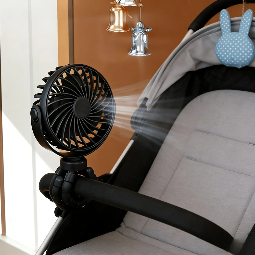 Tragbarer, flexibler Stativventilator, USB-wiederaufladbarer Mini-Oktopus-Ventilator, extrem leise, für Kinderwagen, Autositz, Reisen, tragbarer Ventilator mit 3 Geschwindigkeitsstufen – Detail 29