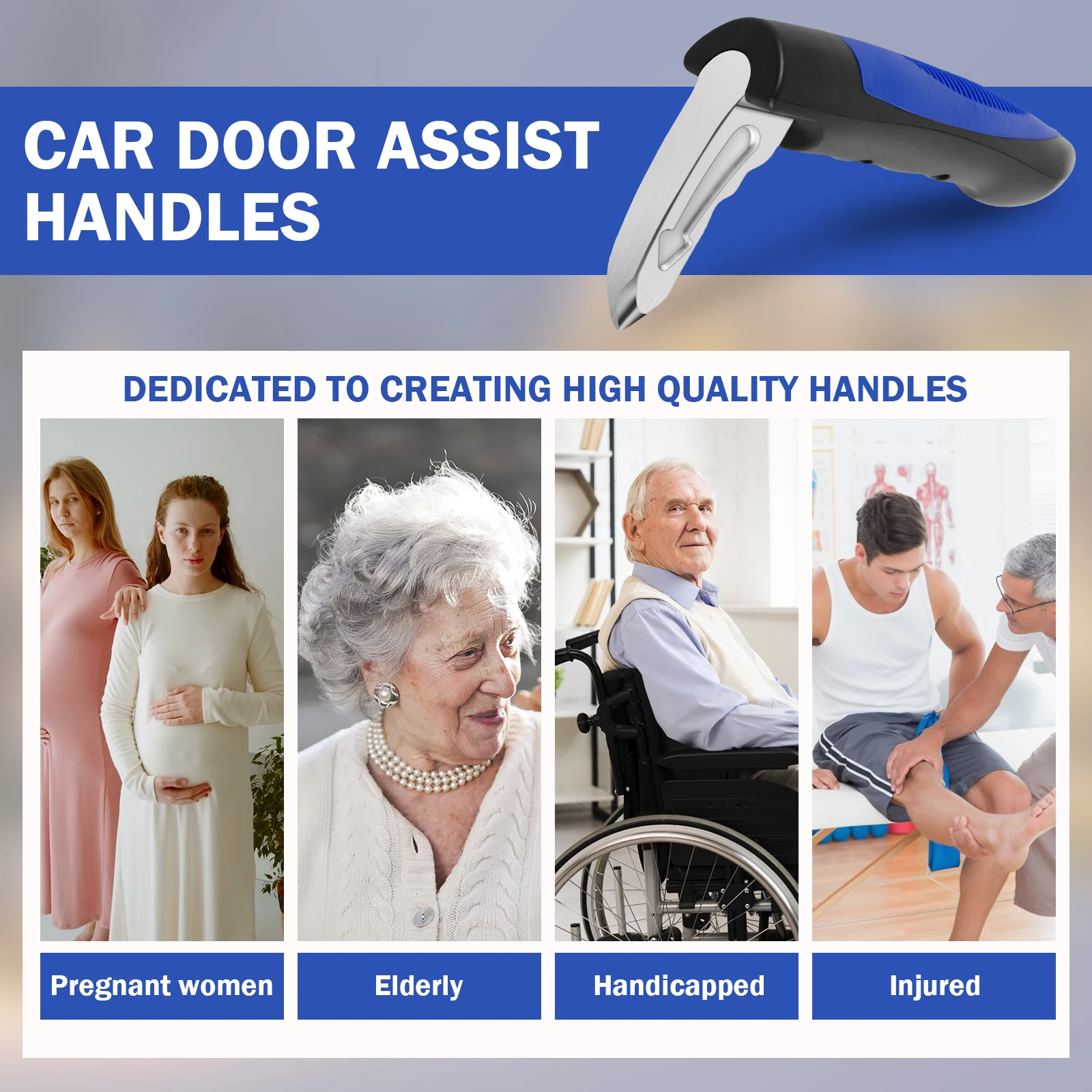 2Pcs Car Door Assist Handle 2-in-1 Multifunctional Car Support Handle Window Breaker Seniors Car Handle Assist Emergency Tools