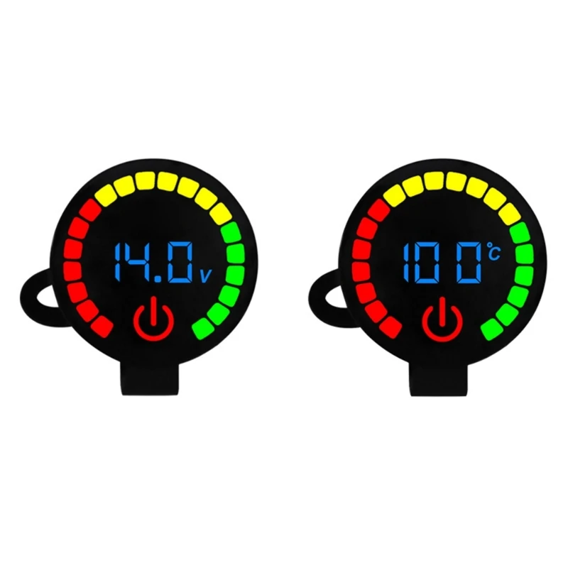 Motorcycle Meter Voltmeter Water Temperature Thermometer Gauges 2 in 1 12V-24V