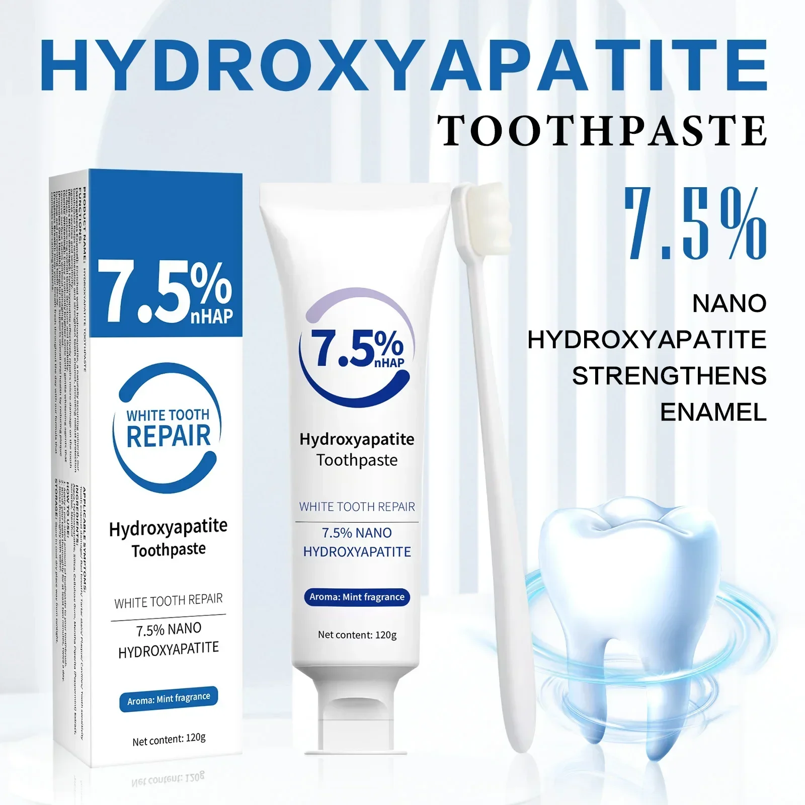 Kit de Pasta de Dente e Caneta Clareadora - Fórmula de Reparação de Esmalte com Hidroxiapatita, Remoção de Manchas Fortes e Hálito Fresco, Cuidado Diário Suave.