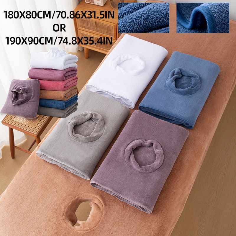 1 Sábana para camilla de belleza con orificio 190*90cm/80*180cm, Sábana para camilla de masaje con orificio, Suministros para camilla de masaje con toalla para la cara hacia abajo, Toalla de baño grande, Suministros para salón de belleza y spa, Toalla de 