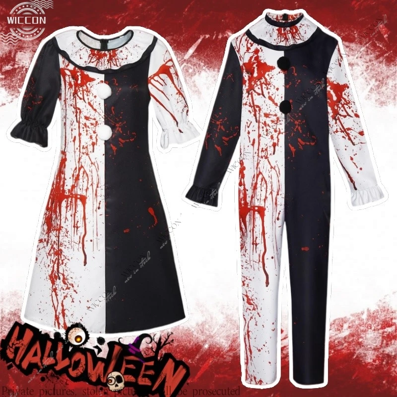 Blood Clown Costume Halloween Clown Blood Costume Men's And Women's Cosplay Costume Horror Party Dress Up Disguise Scream Fright