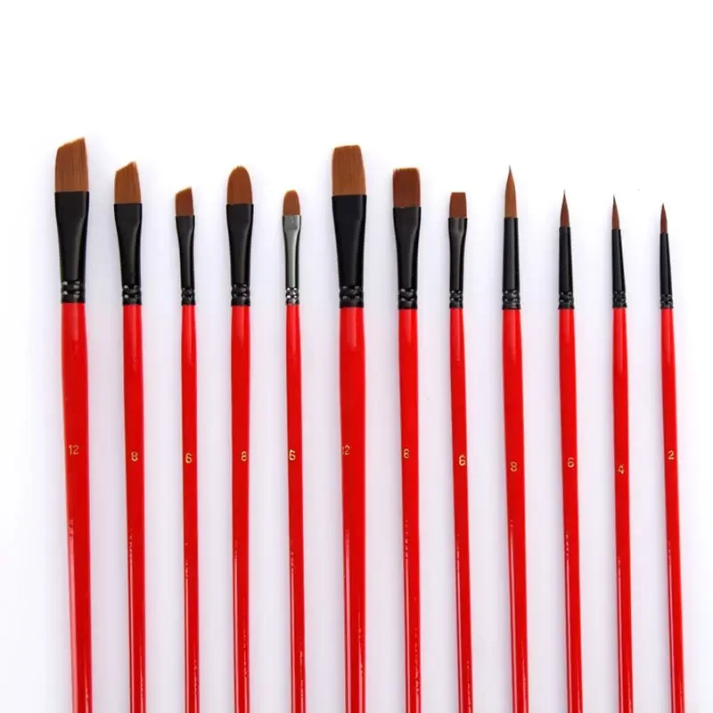 36Pcs Wooden Handle Nylon Hair Paint Brushes Set Multifunctional Oil Painting Watercolor Brush with Canvas BagArt Supplies