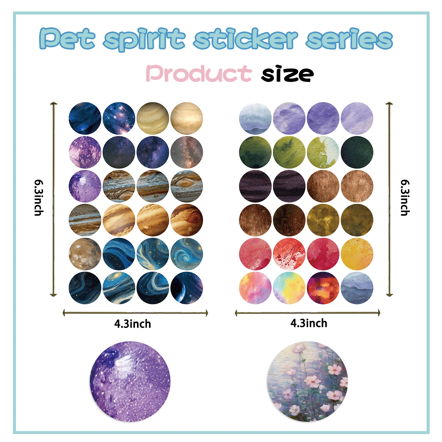 8 pçs monet jardim redondo ponto adesivos legal dos desenhos animados adesivos notebook diy decoração adesivos à prova dwaterproof água e durável presente do festival