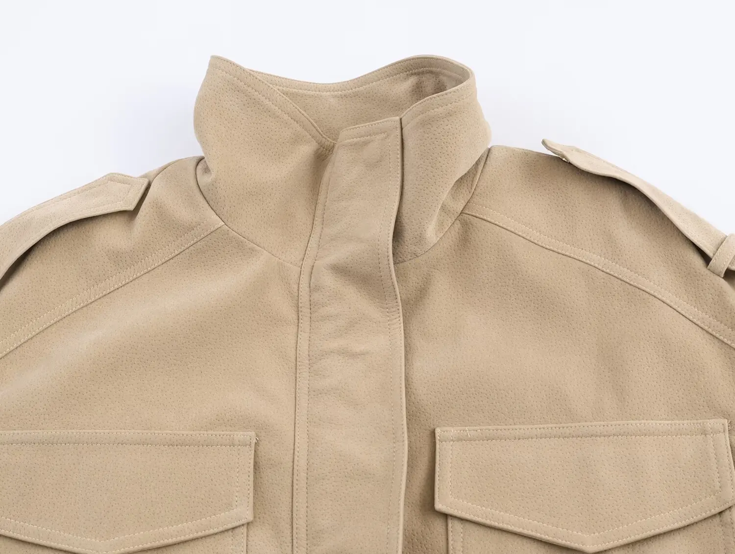 เสื้อแจ็คเก็ตหนังผู้หญิงสไตล์ยุโรปและอเมริกา ดีไซน์แฟชั่นอเนกประสงค์ ผิวสัมผัสแบบหนังกลับ ปี 2025