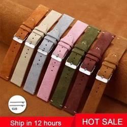 14mm 16mm 18mm Quick Release Soft Suede Strap 20mm 22mm Brown Blue Wristband Calfskin Leather Bracelet for Women Men Accessories