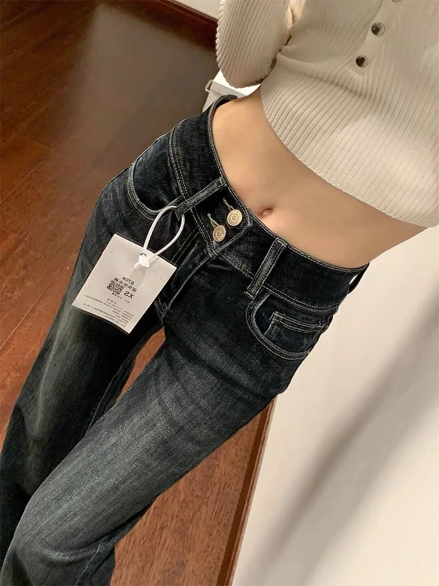 

High Waist Slimming Skinny Jeans Women's Light Blue ey Thin American Sle Bell Bot Casual High Waist Bell Pants