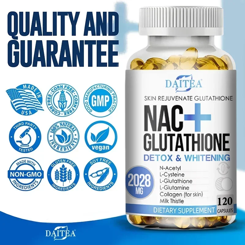 NAC+ Glutathione Capsules Antioxidant, Kidney and Liver Cleansing, Detoxification & Repair, Skin Whitening Cell Growth, Immunity