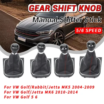5/6 Speed Pookknop met Lederen Stoflaars Kraag Case voor Volkswagen VW Golf 5 V 6 VI MK5 MK6 Jetta 2005-2014 Auto Styling