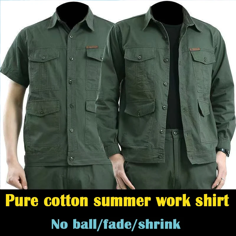 

2022 New Spring and Summer Thin Overalls Men Cotton Comfortable Wear-resistant Auto Repair Tooling Labor Insurance Clothing