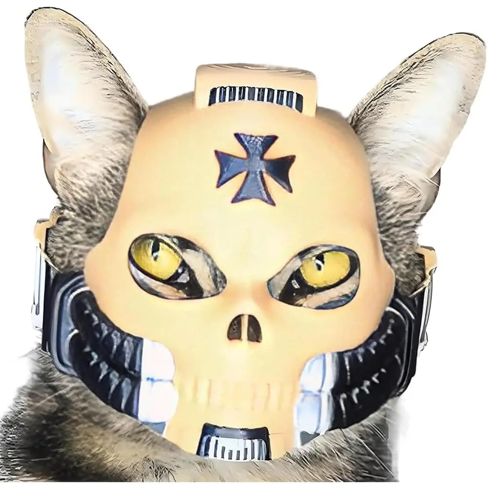 خوذة القط التأثيرية، قبعة الخيال العلمي، خوذة معركة نهائية مستوحاة من الخيال العلمي، زي رائع للحيوانات الأليفة لالتقاط الصور في الهالوين، إكسسوارات الحيوانات الأليفة المضحكة #2