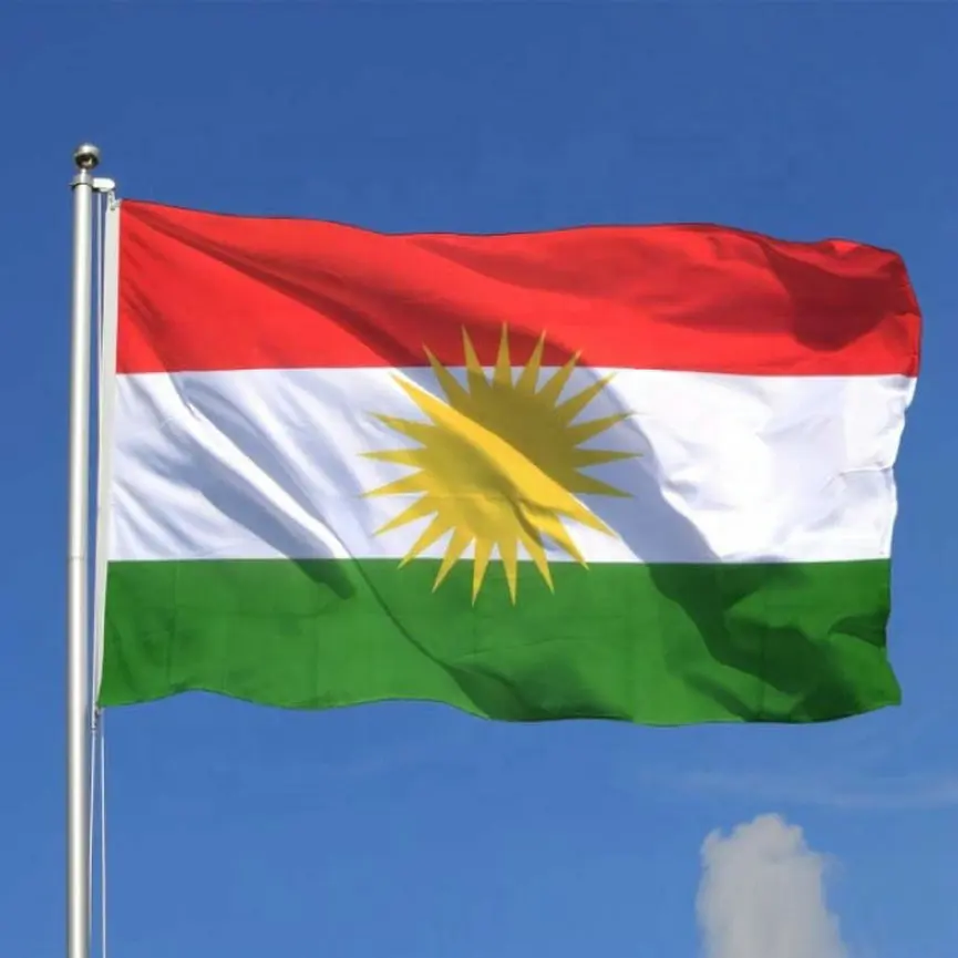 90x150cm Custom Kurd Kurdish National Flag  Hanging polyester Red White Green Kurdistan flags For Decoration Banner