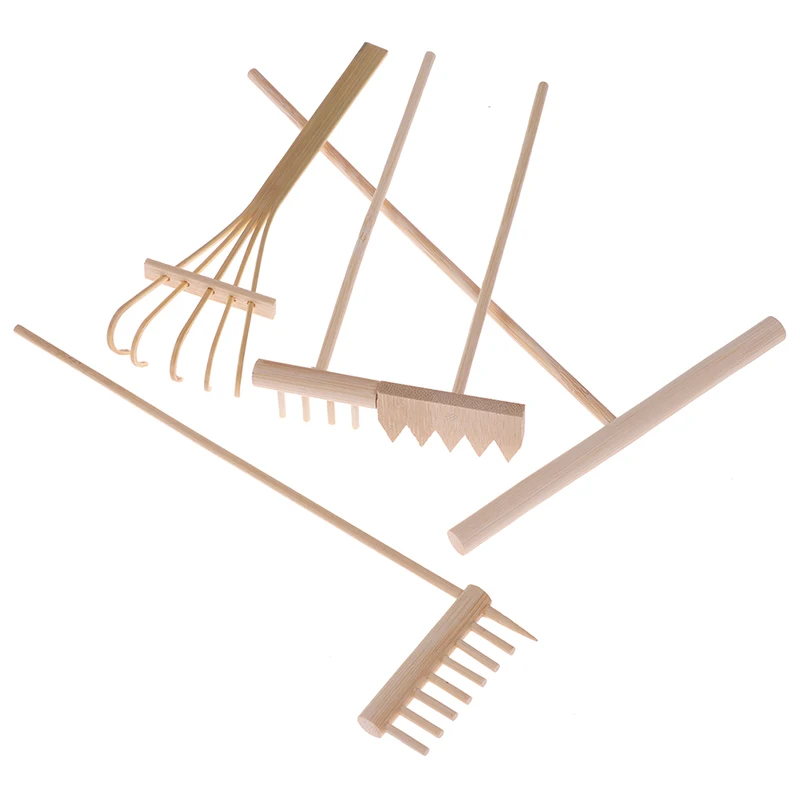 1/5 pçs mini ancinho de bambu para jardim zen areia mesa meditação feng shui decoração