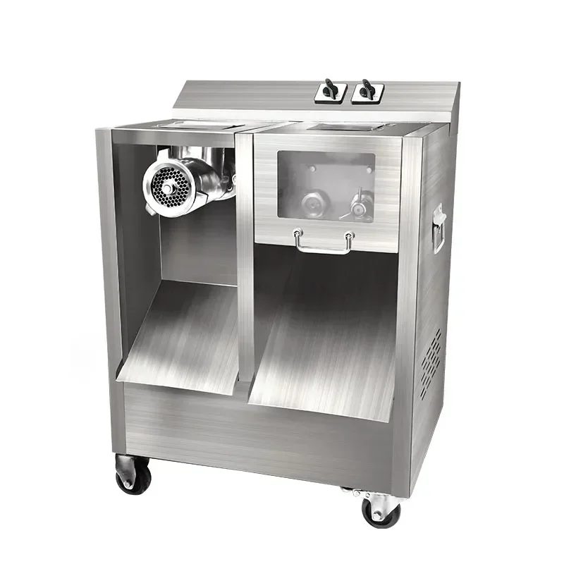 مفرمة اللحم الجديدة واسعة النطاق ماكينة اللحوم عالية الطاقة قطع اللحوم متعددة الوظائف خزان قطع الفولاذ المقاوم للصدأ الكل في واحد ماخ