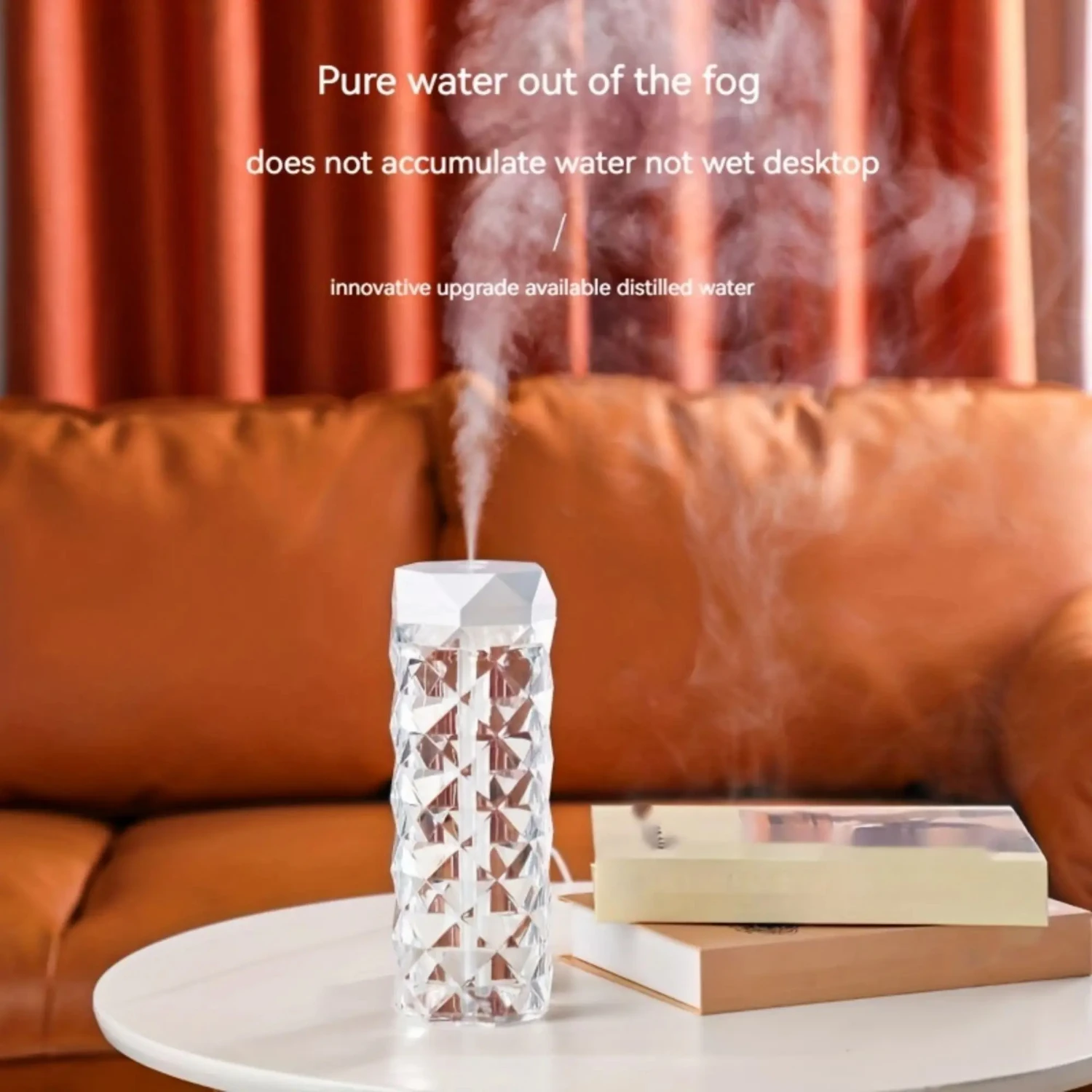 2023 Кристаллический увлажнитель воздуха с зарядкой через USB, диффузор эфирных масел, настольная лампа, настольная машина для ароматерапии, 7 цветов, свет для спальни