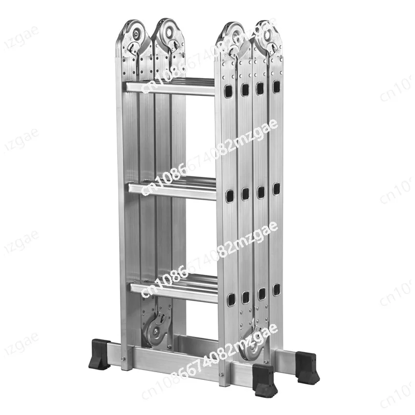 سلم مشترك متعدد الوظائف مصنوع من سبائك الألومنيوم سلم متعرج قابل للطي 4 × 3 هندسة منزلية