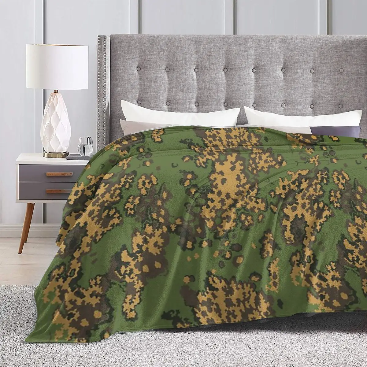 Russian Woodland Camouflage Blankets Soft Warm Flannel Throw Blanket Bedding for Bed Living room Picnic Travel Home Couch